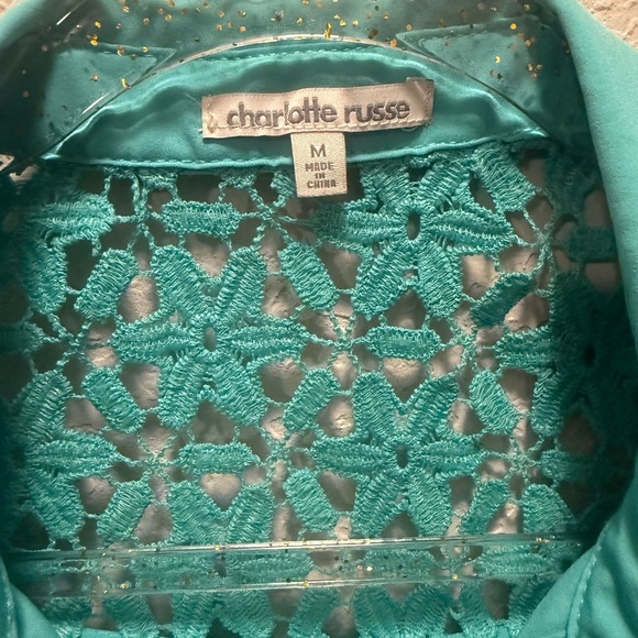 Charlotte Russe Turquoise Lace Top Midi Dress size M - Picture 5 of 7